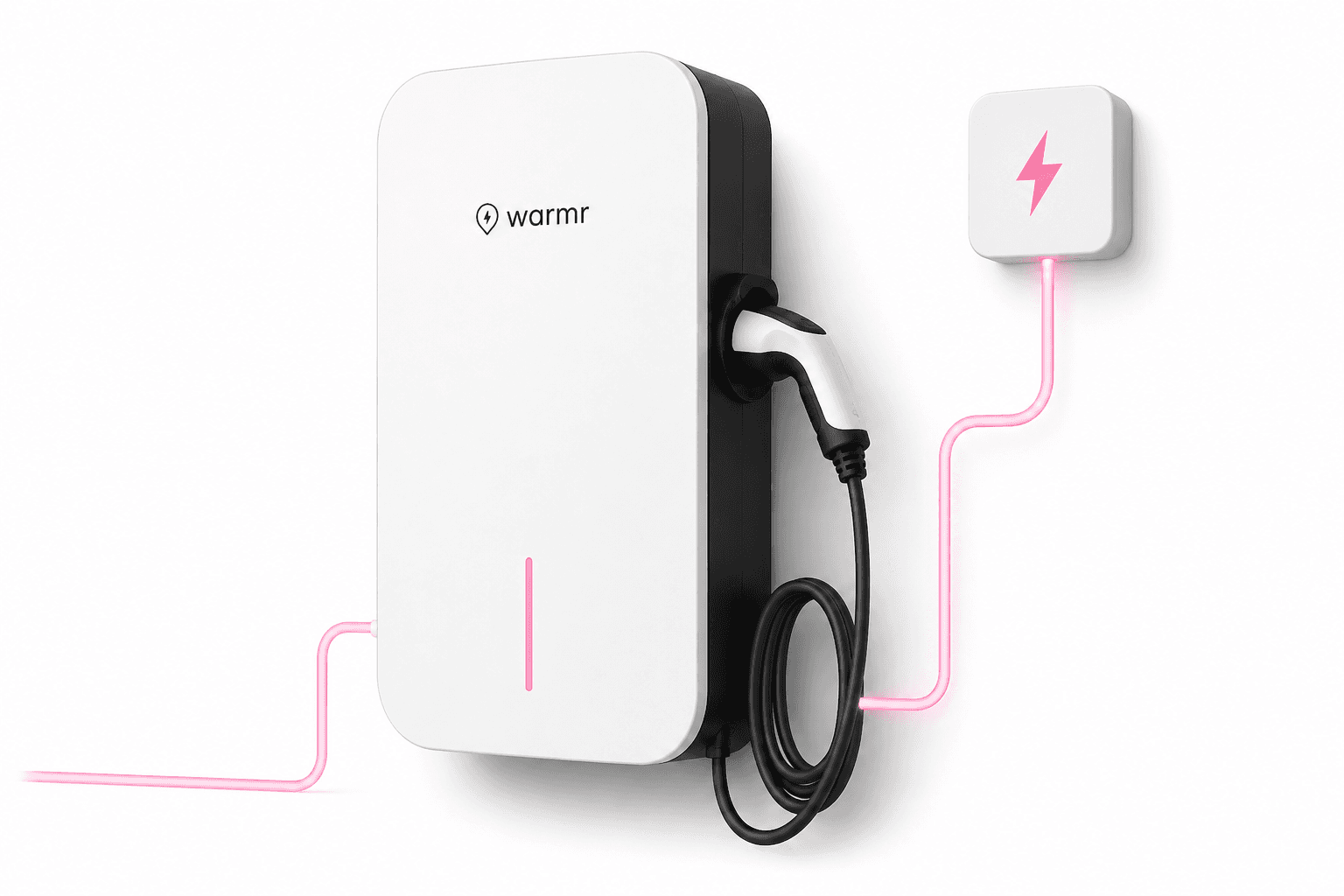 Warmr home electric vehicle charger installed on a driveway