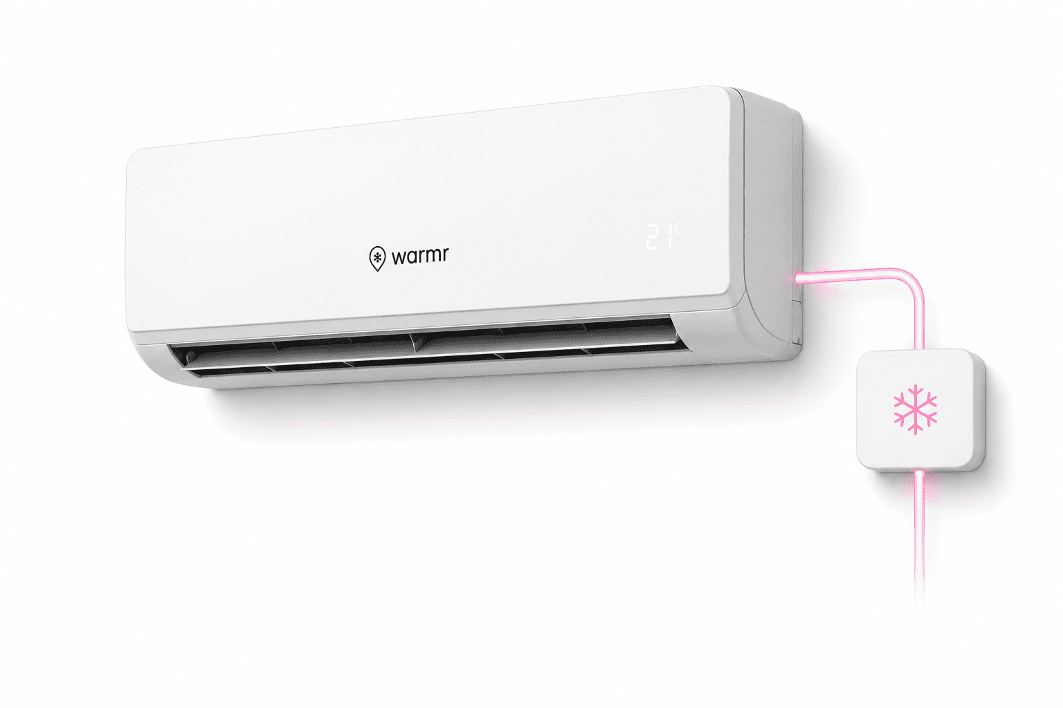 Warmr air conditioning unit mounted on an interior wall